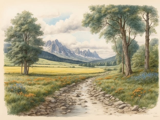 Auf dem Bild ist eine wunderschöne Landschaft mit einem klaren, fließenden Bach zu sehen, der durch eine Wiese mit bunten Blumen und Bäumen fließt. Im Hintergrund erheben sich majestätische Berge unter einem teils bewölkten Himmel.

Der Schluchtensteig im Schwarzwald ist ein bekannter Wanderweg, der sich durch eine beeindruckende Naturlandschaft erstreckt. Er führt durch spektakuläre Schluchten, tiefe Wälder und vorbei an reizvollen Aussichtspunkten. Der Weg ist besonders bei Naturliebhabern und Wanderern beliebt, die die Schönheit der Natur und die Ruhe der Umgebung genießen möchten.