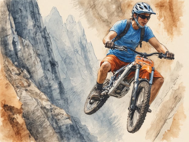 Auf dem Bild ist ein Mountainbiker zu sehen, der einen Sprung über eine felsige Absturzstelle macht. Diese Szene ist perfekt für Abenteuerlustige, die den Nervenkitzel des Mountainbikens in der Natur erleben möchten. Solche Aktivitäten bieten die Möglichkeit, atemberaubende Landschaften zu erkunden, während man gleichzeitig Adrenalin durch die anspruchsvollen Trails und Höhenunterschiede spürt. Mountainbiking in bergigen Regionen oder auf anspruchsvollen Strecken bringt nicht nur Spaß, sondern fördert auch Fitness und Technik.