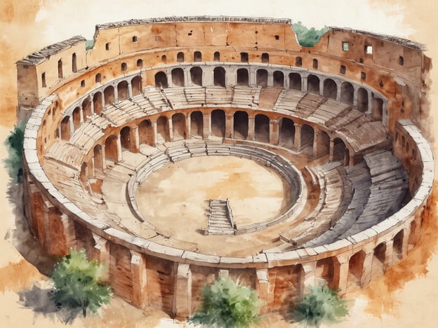 Auf dem Bild ist ein Amphitheater zu sehen, das dem römischen Erbe von Pula, Kroatien, nachempfunden ist. Pula ist bekannt für sein gut erhaltenes römisches Amphitheater, das zu den größten und am besten erhaltenen seiner Art in der Welt zählt. Es wurde im 1. Jahrhundert n. Chr. erbaut und diente nicht nur als Ort für Gladiatorenkämpfe, sondern auch für verschiedene öffentliche Veranstaltungen. Die beeindruckende Architektur und die bis heute erhaltenen Strukturen sind ein bedeutendes Symbol des kulturellen Erbes der Stadt.