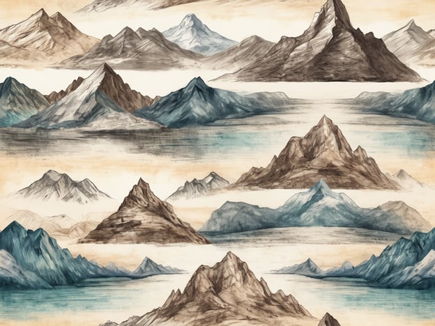 Auf dem Bild sind verschiedene Berge dargestellt, die in einer künstlerischen, aquarellähnlichen Technik gezeichnet sind. Die Berglandschaften zeigen unterschiedliche Höhen, Formen und Farben, die von blauen und grünen Tönen bis hin zu Erdtönen reichen. Diese Art von Darstellung könnte an die Bergregionen erinnern, zu denen auch der Pico Ruivo gehört, der höchste Punkt Madeiras, bekannt für seine beeindruckenden Aussichten. Die Komposition vermittelt ein Gefühl von Weite und Natur, das typisch für Berglandschaften ist.