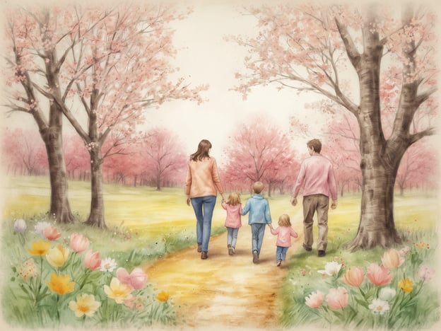 Auf dem Bild ist eine Familie zu sehen, die bei schönem Wetter einen Weg entlanggeht, umgeben von blühenden Bäumen und bunten Blumen. Dies schafft eine fröhliche und entspannte Atmosphäre, die ideal für einen Urlaub zu Ostern ist.

**Warum Ostern die perfekte Zeit für einen Urlaub ist:**

1. **Frühlingserwachen**: Zu Ostern beginnt der Frühling in voller Blüte. Die Natur zeigt sich von ihrer schönsten Seite, was ideal für Outdoor-Aktivitäten ist.

2. **Familienzeit**: Ostern ist traditionell ein Fest, das mit der Familie gefeiert wird. Ein Urlaub ermöglicht es, diese Zeit gemeinsam zu genießen und besondere Erinnerungen zu schaffen.

3. **Vielfältige Aktivitäten**: Egal ob Wanderungen, Fahrradtouren oder kulturelle Ausflüge – die Möglichkeiten sind vielfältig und ansprechend für alle Altersgruppen.

4. **Entspannung**: Die Feiertage bieten eine willkommene Pause vom Alltagsstress. Ein Urlaub zu Ostern lädt dazu ein, sich zu entspannen und neue Energie zu tanken.

Insgesamt ist Ostern ein idealer Zeitpunkt, um die Schönheit der Natur zu genießen und wertvolle Zeit mit der Familie zu verbringen.