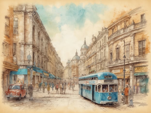 Auf dem Bild sieht man eine belebte Stadtstraße, die von historischen Gebäuden gesäumt ist. In der Mitte des Bildes befindet sich eine blaue Straßenbahn, die eine charmante Atmosphäre ausstrahlt. Die Menschen schlendern entlang der Straße, während zahlreiche Geschäfte mit farbigen Schildern zu sehen sind.

Diese Szenerie könnte ideal für Landausflüge sein, da sie an das Gefühl einer europäischen Stadt erinnert, in der es viel zu entdecken gibt. Sehenswürdigkeiten könnten beispielsweise beeindruckende Kirchen, Museen oder Stadthallen in der Nähe sein, die kulturelle Erlebnisse bieten. Auch das Erkunden der kleinen Cafés und Geschäfte entlang der Straße wäre ein empfehlenswerter Teil eines Ausflugs.