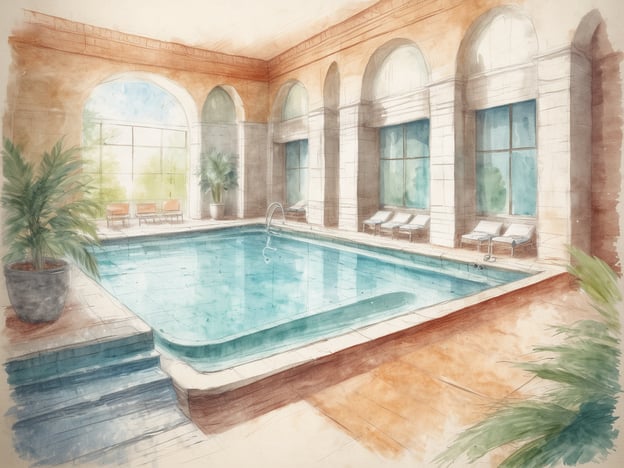 Auf dem Bild ist ein elegantes Spa mit einem Indoor-Pool zu sehen. Die Architektur ist lichtdurchflutet und freundlich, mit großen Fenstern und einer entspannenden Atmosphäre. Um den Pool herum gibt es Liegen und dekorative Pflanzen, die zur Wellness-Oase beitragen.

Für ein ähnliches Erlebnis könntest du die besten Thermalbäder und Spa-Oasen in der Region besuchen, wie zum Beispiel das berühmte Thermalbad in Baden-Baden oder die entspannenden Spas in der Umgebung des Tegernsees. Diese Orte bieten hervorragende Einrichtungen und eine ruhige Umgebung, ideal zur Erholung und Entspannung.