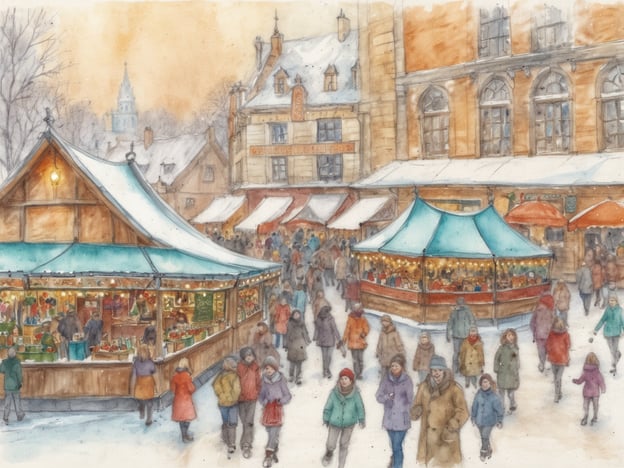 Auf dem Bild ist ein winterlicher Weihnachtsmarkt zu sehen. Die Szene zeigt zahlreiche Menschen, die zwischen festlich dekorierten Ständen und Zelten flanieren. Die Stände sind vermutlich mit Kunsthandwerk, festlichen Leckereien und Geschenken gefüllt. 

Aktivitäten, die man an einem solchen Weihnachtsmarkt im Dezember genießen könnte, sind:

1. **Einkaufen von Weihnachtsgeschenken**: Stände mit Handwerkskunst und speziellen Weihnachtsartikeln bieten eine schöne Auswahl.
2. **Probieren von regionalen Leckereien**: Essen wie Bratwurst, Glühwein, gebrannte Mandeln oder Lebkuchen sind oft eine große Attraktion.
3. **Genießen von festlicher Musik**: Oft gibt es Live-Auftritte oder Choraufführungen, die eine weihnachtliche Stimmung erzeugen.
4. **Spaziergang durch die festlich beleuchteten Gassen**: Die Lichter und Dekorationen schaffen eine besondere Atmosphäre.
5. **Teilnehmen an Aktivitäten für Kinder**: Viele Märkte bieten Märchenstunden, Bastelangebote oder eine kleine Weihnachtsbahn.

Ein Besuch auf einem solchen Markt im Dezember könnte wunderbar in die festliche Jahreszeit passen!