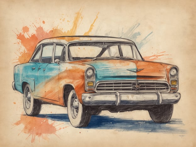 Auf dem Bild ist ein farbenfrohes, retro-inspiriertes Auto zu sehen, das in einer künstlerischen Aquarelltechnik dargestellt ist. Es zeigt eine Mischung aus blauen und orangen Farbtönen. 

Im Centara Sandy Bay Resort & Spa könnten Gäste verschiedene Unterkünfte genießen, wie zum Beispiel luxuriöse Villen, die oft mit modernen Annehmlichkeiten und atemberaubenden Ausblicken auf das Meer ausgestattet sind. Zudem gibt es entspannende Wellness-Angebote und gastronomische Einrichtungen, die die Gäste während ihres Aufenthalts verwöhnen.