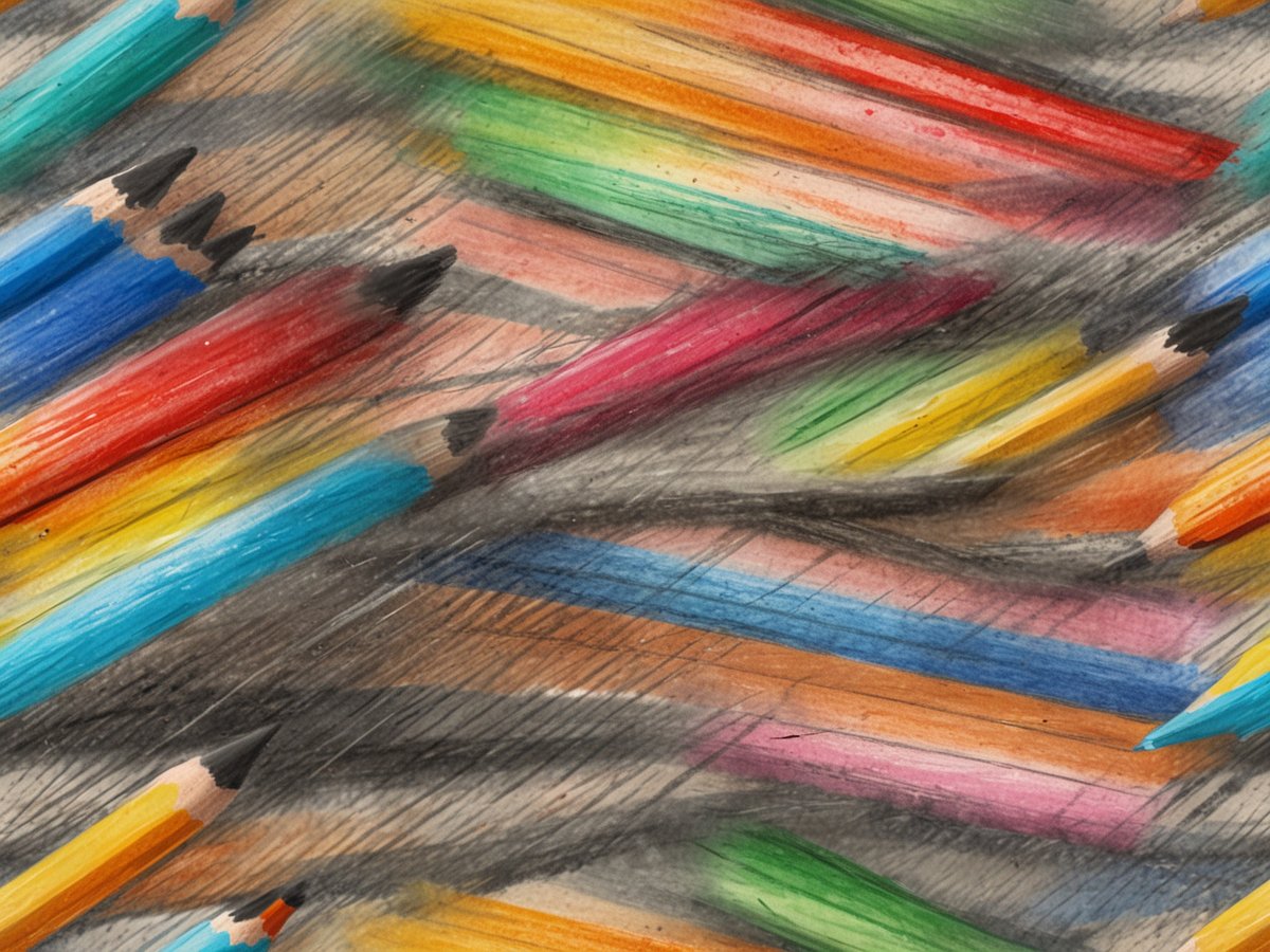 Bunt gemischte Bleistifte und Farbstifte, die übereinander gelegt sind, in verschiedenen Farben wie Blau, Rot, Gelb, Grün und Pink. Der Hintergrund zeigt unscharfe Linien, die einen dynamischen Eindruck vermitteln. Das Bild wirkt lebhaft und ansprechend, ideal für kreative Themen. Sind 3 Wochen Urlaub am Stück gesetzlich geregelt?
