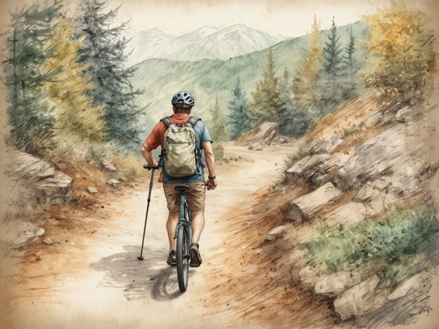 Auf dem Bild ist eine Person zu sehen, die auf einem Wanderweg in den Bergen unterwegs ist, möglicherweise beim Mountainbiken oder Trekking. Diese Aktivitäten sind typisch für den Sommer in Kitzbühel, wo man zahlreiche Wander- und Bikerouten durch die atemberaubende alpine Landschaft nutzen kann. Die Region bietet auch Möglichkeiten für Klettersteige und gemütliche Hüttenwanderungen, um die Natur in vollen Zügen zu genießen.