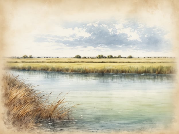 Das Bild zeigt eine malerische Landschaft, die typisch für die Natur und Tierwelt am Neusiedler See ist. Im Vordergrund sieht man ruhiges Wasser, das von Schilf und Gras gesäumt wird. Diese Ufervegetation bietet Lebensraum für viele Vogelarten, darunter auch seltene. 

Im Hintergrund zieht sich eine weite, grüne Wiese mit vereinzelten Bäumen bis zum Horizont. Bei solch einer Kulisse sind die Bedingungen ideal für die Beobachtung von Wildtieren, wie z.B. Füchsen oder Rehen, die in der dichten Vegetation leben. Die sanften Wellen und der Himmel mit einigen Wolken vermitteln eine friedliche Atmosphäre und spiegeln die natürliche Schönheit dieser Region wider.