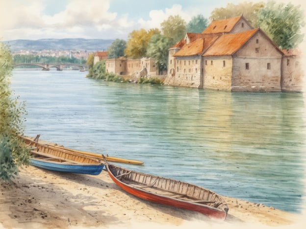 Auf dem Bild ist eine malerische Flusslandschaft zu sehen, vermutlich an der Donau, mit einem ruhigen Wasserverlauf, bunten Booten auf dem Ufer und historischen Gebäuden im Hintergrund. Diese Szenerie könnte gut zu Krems an der Donau passen, einer Stadt in Niederösterreich, die für ihre malerische Altstadt und ihre Lage an der Donau bekannt ist. 

Krems hat eine reiche Geschichte, die bis in die Römerzeit zurückreicht. Im Mittelalter war die Stadt ein bedeutender Handelsplatz, und viele der historischen Gebäude, die heute die Uferpromenade säumen, zeugen von vergangener Pracht. Die Architektur der Häuser, die oft aus Stein und mit roten Dächern gebaut sind, spiegelt den historischen Charme wider, der die Besucher anzieht. Die Donau hat immer eine zentrale Rolle im Leben der Stadt gespielt, sei es für den Handel, die Fischerei oder als Verkehrsweg.

Solch eine idyllische Szene könnte Besucher dazu einladen, die Stadt zu erkunden und die Verbindung zur Natur und Geschichte zu erleben.