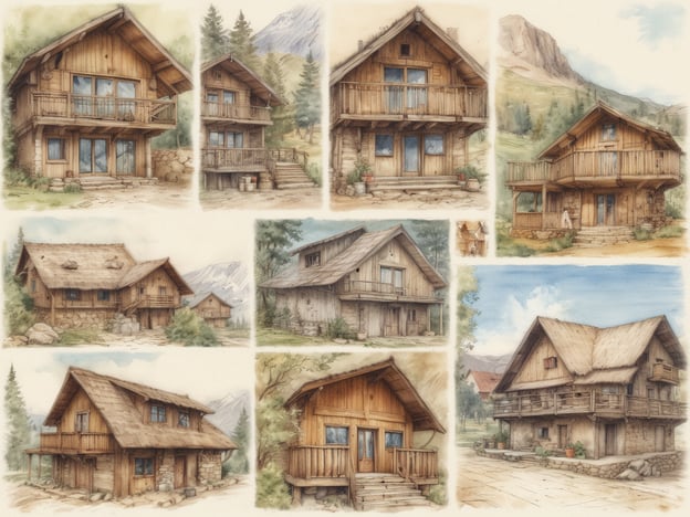 Auf dem Bild sind verschiedene malerische Berghütten zu sehen, die typisch für alpine Regionen sind. Die Architektur ist rustikal, mit vielen Holzelementen und Balkonen, die einen Blick auf die umliegende Landschaft ermöglichen. 

In Lech gibt es eine Vielzahl an wunderbaren Unterkünften, die diesen traditionellen Stil aufgreifen. Dazu gehören gemütliche Chalets und moderne Hotels, die Gästen ein authentisches alpines Erlebnis bieten. Ein paar Beispiele sind das "Almhof Schneider" und das "Hotel Post Lech", die beide einladende Atmosphären und Komfort bieten. Diese Unterkünfte sind ideal für Skifahrer sowie für Wanderer, die die Schönheit der Alpen genießen möchten.