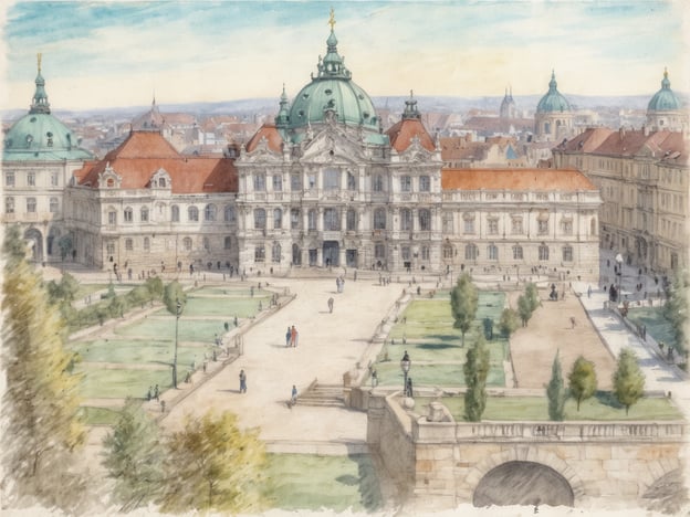 Auf dem Bild ist das berühmte Barockgebäude des Belvedere Palasts in Wien zu sehen. Dieser ist bekannt für seine beeindruckende Architektur und die weitläufigen Gärten, die Besucher anziehen. Das Belvedere beherbergt eine bedeutende Kunstsammlung, darunter Werke von Gustav Klimt und Egon Schiele. Die harmonische Symbiose von Kunst und Natur macht diesen Ort zu einem kulturellen Highlight in Wien. Die Umgebung mit den grünen Parkanlagen und der schönen Aussicht auf die Stadt trägt zur malerischen Atmosphäre dieses historischen Ensembles bei.