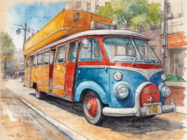 Auf dem Bild ist ein Oldtimer-Bus in leuchtenden Farben zu sehen, der vermutlich in einer Stadtparkstraße hält. Die Umgebung scheint lebhaft und urban zu sein.

### Praktische Tipps für deine Italienreise:

1. **Öffentliche Verkehrsmittel nutzen**: In vielen italienischen Städten sind Oldtimer-Busse oder Tramfahrten eine einzigartige Möglichkeit, die Stadt zu erkunden. Informiere dich über die Routen und Tickets im Voraus.

2. **Kulturelle Highlights**: Stelle sicher, dass du die wichtigsten Sehenswürdigkeiten in den Städten, die du besuchst, einplanst, wie z.B. das Kolosseum in Rom oder den Schiefen Turm in Pisa.

3. **Essen**: Probiere lokale Spezialitäten in kleinen Trattorien abseits der Touristenpfade. Buche eventuell auch einen Platz in beliebten Restaurants im Voraus.

4. **Lernt ein paar Worte Italienisch**: Ein paar grundlegende italienische Phrasen können dir helfen, dich mit Einheimischen zu verständigen und noch mehr über ihre Kultur zu erfahren.

5. **Sichere dir Tickets im Voraus**: Für Museen und beliebte Attraktionen ist es oft ratsam, Tickets online zu buchen, um lange Warteschlangen zu vermeiden.

6. **Reisezeit**: Plane deine Reise außerhalb der Hochsaison (Juli und August) für weniger Menschenmengen und angenehmeres Wetter.

Genieße deine Reise!