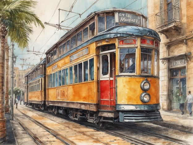 Auf dem Bild ist eine gelbe Straßenbahn zu sehen, die in einer Stadt fährt. Diese Art von Straßenbahn ist besonders charakteristisch für Lissabon, Portugal, wo die historischen Straßenbahnen durch die engen Gassen der Stadt fahren. Die lebhaften Farben und die charmante Architektur im Hintergrund erinnern an die malerischen Straßen und das einzigartige Flair von Lissabon.