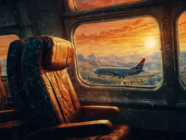 Auf dem Bild ist der Blick aus einem Flugzeugfenster zu sehen. Innen sind zwei Sitze sichtbar, während draußen ein weiteres Flugzeug vor einer malerischen Bergkulisse bei Sonnenuntergang fliegt. 

Der Mythos: Alkohol im Flugzeug besagt, dass viele Reisende der Meinung sind, Alkohol mache das Fliegen angenehmer oder entspannter. In höheren Höhen hat Alkohol eine stärkere Wirkung, da der Körper weniger Sauerstoff erhält. Trotz der angenehmen Atmosphäre, die oft durch den Konsum von Alkohol im Flugzeug entsteht, sollte man vorsichtig sein, um negative Auswirkungen auf die Gesundheit oder das Wohlbefinden während des Flugs zu vermeiden.