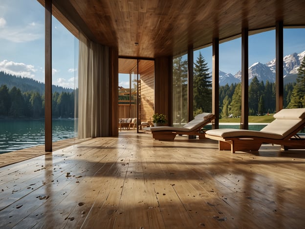 Auf dem Bild ist ein schöner, lichtdurchfluteter Wellnessbereich zu sehen, der an einem ruhigen Gewässer liegt. Zahlreiche Fenster bieten einen atemberaubenden Blick auf die umliegende Natur und die Berge, was für eine entspannende Atmosphäre sorgt.

Einige der besten Wellness-Hotels in Deutschland, die ähnliche entspannende Umgebungen bieten, sind:

1. **Bayerischer Wald**: Das "Hotel Jagdhof" in dieser Region bietet eine herrliche Aussicht und zahlreiche Wellnessbehandlungen.
2. **Schwarzwald**: Das "Aqua Aurelia Suitenhotel" in Baden-Baden ist bekannt für seine vielfältigen Wellnessangebote und Thermalbäder.
3. **Alpen**: Das "Schwarzer Adler" in Innsbruck (nahe der deutschen Grenze) bietet luxuriöse Spa-Optionen und eine traumhafte Bergkulisse.
4. **Ostsee**: Das "A-ROSA" in Travemünde bietet entspannende Spa-Erlebnisse direkt am Meer.

Diese Hotels sind ideal, um sich zu erholen und die Natur zu genießen.