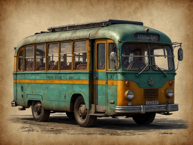 Auf dem Bild ist ein alter, nostalgischer Bus zu sehen, der deutlich Gebrauchsspuren aufweist. Die Farben des Busses sind hauptsächlich grün und orange, was ihm ein charmantes, vintage Aussehen verleiht. Solche Fahrzeuge sind oft Teil der kulturellen Reiseerfahrung, da sie Einblicke in vergangene Zeiten und lokale Transportmittel bieten. 

Kulturreisen sind nicht nur eine Möglichkeit, neue Orte zu erkunden, sondern auch eine Chance, die Lebensweise und Geschichte einer Region durch ihre historischen Fortbewegungsmittel, wie diesen Bus, besser zu verstehen. Diese Art von Transport zeigt oft handwerkliches Können und die evolutionäre Entwicklung des öffentlichen Verkehrs in verschiedenen Kulturen, was den Reisenden einen zusätzlichen Kontext für ihre Erfahrungen bietet.