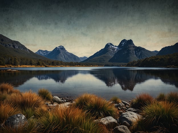 Auf dem Bild ist eine malerische Landschaft mit Bergen und einem ruhigen Gewässer zu sehen. Diese Szenerie erinnert an Wanderwege in Australien und Ozeanien, wie zum Beispiel den **Overland Track** in Tasmanien, der durch beeindruckende Berglandschaften und entlang von klaren Seen führt. Eine andere Möglichkeit wäre der **Tongariro Alpine Crossing** in Neuseeland, bekannt für seine vulkanische Landschaft und atemberaubende Aussichten. Beide Orte bieten eine reiche Natur und vielfältige Wandererlebnisse.