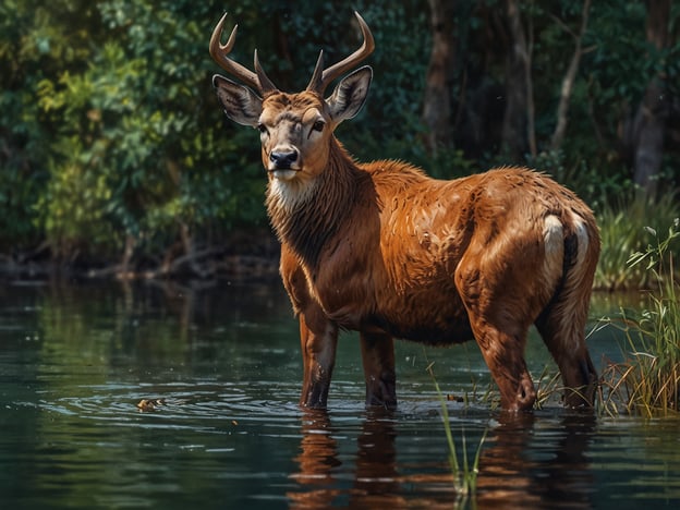 Auf dem Bild ist ein majestätisches Tier zu sehen, das wahrscheinlich in der Nähe eines Gewässers steht. Solche Szenen sind typisch für eine Safari und machen diese Erlebnisse unvergesslich. 

Eine Safari bietet meist die Möglichkeit, wilde Tiere in ihrer natürlichen Umgebung zu beobachten. Das sanfte Plätschern des Wassers, die üppige Vegetation und das Gefühl von Freiheit prägen solche Momente profoundly. Man erinnert sich vielleicht an die Aufregung, als man das erste Mal ein Tier wie einen Löwen oder einen Elefanten in freier Wildbahn sah. 

Den Duft der Natur, das Zwitschern der Vögel und das Rascheln der Blätter verstärken die Atmosphäre. Solche Augenblicke der Stille und des Staunens, in denen man für eine Weile Teil dieser unberührten Welt ist, hinterlassen einen bleibenden Eindruck. Jedes Tier erzählt seine eigene Geschichte, und die Möglichkeit, sie hautnah zu erleben, macht eine Safari zu einem einzigartigen Abenteuer.