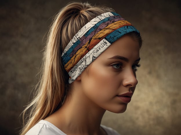 Auf dem Bild ist eine Person mit einem bunten Haarband zu sehen. Praktische Accessoires für den Alltag wie Haarbänder sind nützlich, um die Haare aus dem Gesicht zu halten, insbesondere beim Sport oder in der Freizeit. Sie können außerdem als modisches Statement dienen und verschiedene Outfits aufwerten. Die Farben und das Design des Haarbands können den persönlichen Stil unterstreichen.