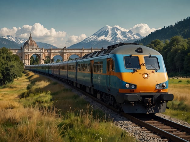 Auf dem Bild ist ein Zug zu sehen, der durch eine malerische Landschaft mit Bergen und einer beeindruckenden Brücke fährt. 

**Reiseplanung: So gehst du vor**

1. **Ziel bestimmen**: Überlege dir, welche Region du bereisen möchtest. Die Landschaft auf dem Bild könnte ein inspirierendes Ziel sein.
   
2. **Zugverbindungen recherchieren**: Finde heraus, welche Zugverbindungen zu deinem Ziel führen. Informiere dich über die Fahrpläne und Ticketpreise.

3. **Unterkünfte buchen**: Suche nach geeigneten Übernachtungsmöglichkeiten in der Nähe deines Reiseziels. Berücksichtige dabei die Nähe zum Bahnhof.

4. **Aktivitäten planen**: Informiere dich über Sehenswürdigkeiten und Aktivitäten, die du an deinem Ziel unternehmen kannst. Vielleicht gibt es Anbieter für geführte Touren.

5. **Packliste erstellen**: Überlege, was du für die Reise benötigst. Denke an wettergerechte Kleidung, Snacks für die Fahrt und eventuell Reiseführer oder Karten.

6. **Reise antreten**: Genieße deine Zugfahrt und die atemberaubende Umgebung. Halte Ausschau nach schönen Landschaften wie auf dem Bild!