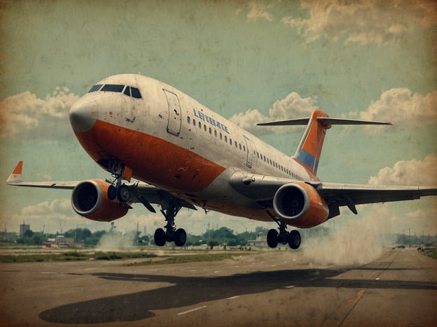 Auf dem Bild ist ein Flugzeug zu sehen, das gerade abhebt. Die Maschine hat eine markante Farbgebung in Orange und Weiß. Wenn du selbst eine Reise planst, lohnt es sich, aktuelle Angebote und Rabatte von Airlines zu nutzen. Viele Fluggesellschaften bieten saisonale Aktionen oder Last-Minute-Rabatte an, die dir helfen können, Geld zu sparen. Schau dir auch Preisvergleiche an, um die besten Optionen zu finden!