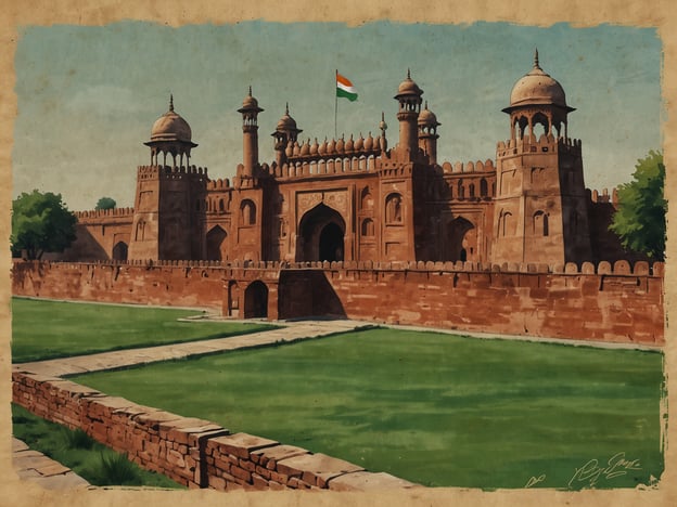 Auf dem Bild ist das Rote Fort in Delhi, Indien, zu sehen. Dieses beeindruckende historische Bauwerk ist ein UNESCO-Weltkulturerbe und gehört zu den wichtigsten Sehenswürdigkeiten in Indien. Hier sind einige Reiseziele und Sehenswürdigkeiten, die du bei einem Besuch nicht verpassen solltest:

1. **Rotes Fort (Lal Qila)**: Der majestätische Bau aus rotem Sandstein ist ein Symbol für die Mughal-Architektur und beeindruckt mit seinen kunstvollen Details.

2. **Jama Masjid**: In der Nähe des Roten Forts befindet sich eine der größten Moscheen Indiens, die Jama Masjid, bekannt für ihre beeindruckenden Türme und den weitläufigen Hof.

3. **Raj Ghat**: Die Gedenkstätte für Mahatma Gandhi ist ein ruhiger Ort, um zu reflektieren und die Geschichte Indiens zu würdigen.

4. **Chandni Chowk**: Ein historischer Markt, wo du lokale Delikatessen und Handwerkskunst entdecken kannst.

5. **Humayun-Mausoleum**: Ein weiteres UNESCO-Weltkulturerbe, das schöne Gärten und beeindruckende Architektur bietet.

Stelle sicher, dass du diese Orte besuchst, um das reiche kulturelle Erbe und die Geschichte Delhis zu erleben!