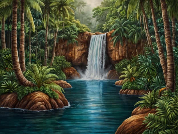 Auf dem Bild ist eine tropische Landschaft mit einem Wasserfall und einem ruhigen Gewässer zu sehen, umgeben von üppigem Grün und Palmen. Diese Umgebung könnte perfekt für verschiedene Aktivitäten auf Fidschi sein. 

Hier kannst du abenteuerliche Erlebnisse genießen, wie beispielsweise Wandern zu versteckten Wasserfällen oder Schnorcheln in den kristallklaren Gewässern. Gleichzeitig bietet die idyllische Szenerie auch Möglichkeiten zur Entspannung, etwa beim Sonnenbaden am Ufer oder beim gemütlichen Picknick im Schatten der Palmen. Dieses Bild fängt die Balance zwischen Abenteuer und Erholung wunderbar ein!