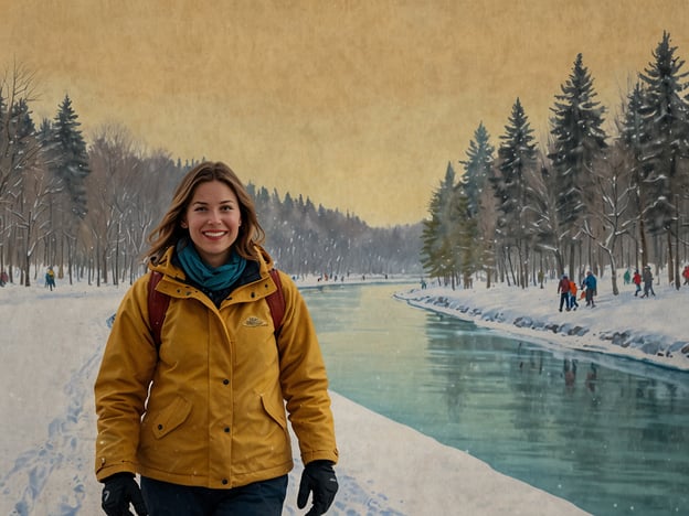 Auf dem Bild sieht man eine Frau in einem gelben Wintermantel, die in einer verschneiten Landschaft entlang eines gefrorenen Flusses spaziert. Hier sind einige Aktivitäten für jede Jahreszeit und jedes Wetter:

### Frühling
- **Wandern**: Erkunde blühende Parks und Wälder.
- **Picknicks**: Genieße die wärmenden Sonnenstrahlen im Freien.
- **Fahrradfahren**: Entdecke neue Fahrradrouten.

### Sommer
- **Schwimmen**: Besuche Strände oder Badeseen.
- **Grillpartys**: Verbringe Zeit mit Freunden im Garten.
- **Festivals**: Nimm an Musik- oder Kulturfestivals teil.

### Herbst
- **Laub sammeln**: Geh in den Park und genieße die bunten Blätter.
- **Kürbisernte**: Besuche einen Bauernhof und ernte Kürbisse.
- **Wanderungen**: Erlebe die frische Luft und die herbstlichen Farben.

### Winter
- **Schneeschuhwandern**: Entdecke verschneite Landschaften.
- **Schlittschuhlaufen**: Nutze gefrorene Seen oder Eisbahnen.
- **Skifahren**: Besuche ein Skigebiet für Abfahrten im Schnee.

Jede Jahreszeit bietet zahlreiche Möglichkeiten, die Natur und das Wetter zu genießen!