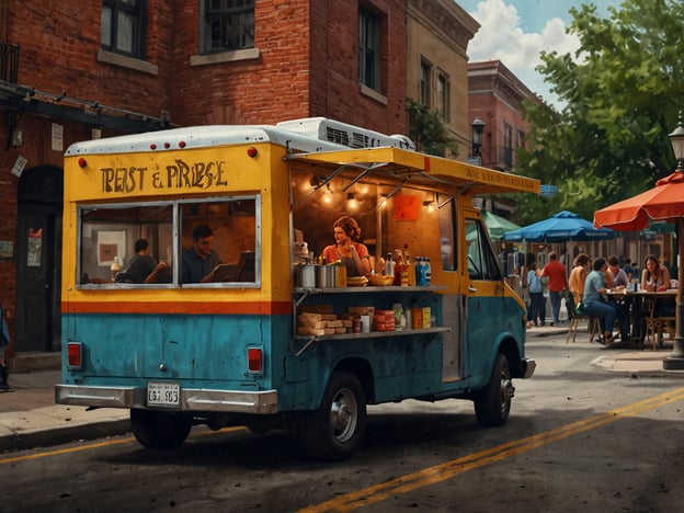 Auf dem Bild ist ein farbenfroher Food Truck zu sehen, der zum Verweilen einlädt. In Brisbane gibt es zahlreiche kulinarische Genüsse, die solche Trucks anbieten. Man findet hier alles von frischen Meeresfrüchten bis hin zu vielfältigen internationalen Gerichten. Beliebt sind auch asiatische Snacks, kreative Burger und vegane Köstlichkeiten, die oft auf den Straßenmärkten und Festsitzungen serviert werden. Diese Food Trucks sind eine ideale Möglichkeit, die lokale Küche in einer entspannten Atmosphäre zu genießen.