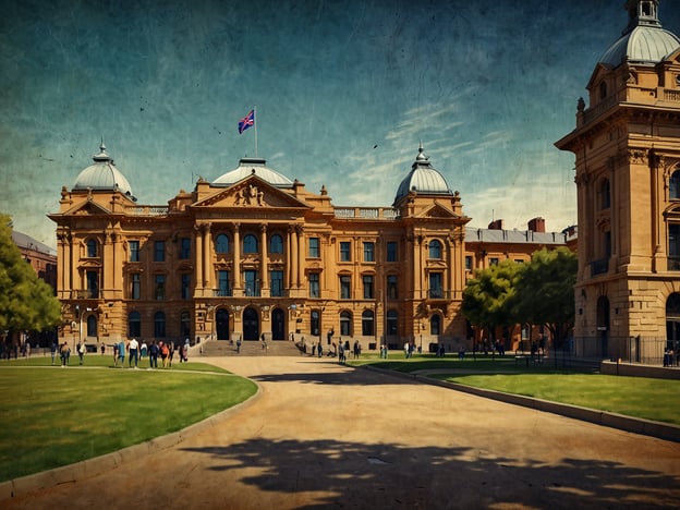 Auf dem Bild ist ein beeindruckendes historisches Gebäude zu sehen, das architektonisch sehr interessant ist. Es wirkt majestätisch mit seinen hohen Türmen und der Fassade aus hellen Steinen. Vor dem Gebäude gibt es einen großen offenen Platz, auf dem viele Menschen unterwegs sind. Die grüne Rasenfläche rund um das Gebäude schafft eine einladende Atmosphäre.

Entdecke die Highlights von Adelaide: Dieses Gebäude könnte das alte Rathaus oder ein ähnliches bedeutendes Bauwerk der Stadt sein, das oft für Veranstaltungen und Aktivitäten genutzt wird. Adelaide ist bekannt für seine schöne Architektur und die kulturellen Anziehungspunkte, die sich in der Stadt verteilen.