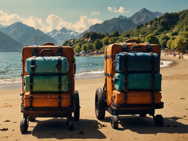 Auf dem Bild sind zwei Gepäckwagen zu sehen, die mit mehreren Koffern und Taschen beladen sind. Sie stehen am Strand, während im Hintergrund Berge und ein klarer Himmel zu sehen sind. 

Hier sind einige Tipps für eine stressfreie Flugbuchung:

1. **Frühzeitig buchen**: Plane deinen Flug mindestens einige Wochen im Voraus, um die besten Preise zu sichern.

2. **Flexible Daten nutzen**: Wenn möglich, prüfe alternative Reisedaten. Oft sind Flüge an Wochentagen günstiger.

3. **Preisvergleichsseiten verwenden**: Nutze Websites, die verschiedene Fluggesellschaften vergleichen, um die besten Angebote zu finden.

4. **Direkt bei der Airline buchen**: Manchmal bieten Airlines spezielle Angebote oder günstigere Tarife, die nicht auf Vergleichsseiten sichtbar sind.

5. **Newsletter abonnieren**: Melde dich für Newsletter von Airlines an, um über Sonderangebote und Rabatte informiert zu werden.

6. **Zusatzleistungen im Voraus buchen**: Um Stress am Flughafen zu vermeiden, buche Extras wie Sitzplatzwahl oder Gepäck im Voraus.

7. **Reiseversicherung in Betracht ziehen**: Sie bietet Schutz im Falle von unerwarteten Ereignissen, die deine Reise beeinträchtigen könnten.

8. **Dokumente bereit halten**: Stelle sicher, dass Reisepass und Visa (falls erforderlich) rechtzeitig verlängert oder erneuert werden. 

Mit diesen Tipps kannst du deine Flugbuchung einfacher und entspannter gestalten!