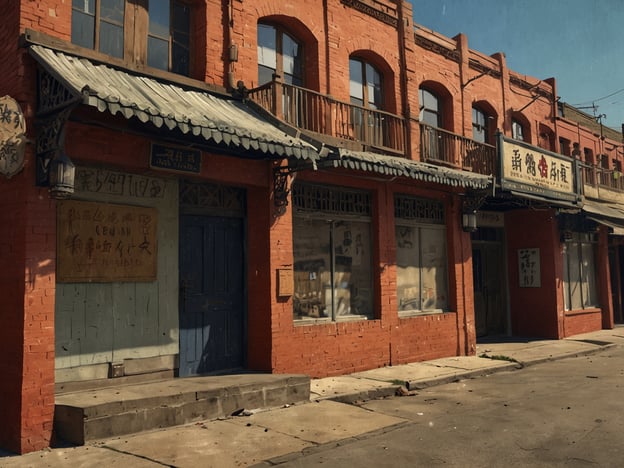 Auf dem Bild ist eine historische, rote Backsteinfassade mit mehreren Geschäften zu sehen, die anscheinend eine chinesische Architektur aufweisen. Die Läden haben altmodische Schilder und Fenster, was auf eine interessante kulturelle Geschichte hinweist. Diese Art von Architektur und das historische Flair könnten Teil der Highlights von Broome sein, wo man das Erbe und die Vielfalt der Stadt entdecken kann. Besonders die Chinatown-Region von Broome zieht Besucher an, die mehr über die Geschichte und Kultur der chinesischen Gemeinschaft in der Gegend erfahren möchten.