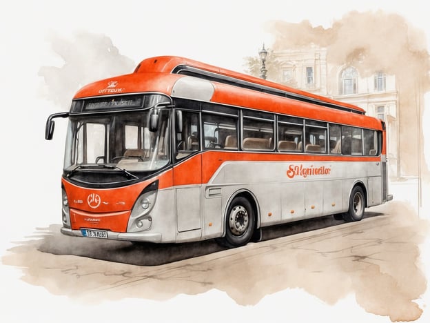 Auf dem Bild ist ein moderner Bus mit einer markanten orange-weißen Lackierung zu sehen. Der Bus scheint für den öffentlichen Verkehr konzipiert zu sein. 

### Praktische Informationen für den Besuch:

1. **Fahrpläne und Routen**: Informieren Sie sich im Voraus über die Fahrpläne und Routen, die der Busbetrieb anbietet. Diese Informationen finden Sie in der Regel auf der Webseite des Verkehrsunternehmens.

2. **Tickets**: Prüfen Sie die Ticketpreise und Kaufmöglichkeiten (online, an Automaten oder im Bus). 

3. **Haltestellen**: Achten Sie auf die Haltestellen entlang der Route, um sicherzustellen, dass Sie an Ihrem gewünschten Ziel anhalten.

4. **Barrierefreiheit**: Viele moderne Busse sind barrierefrei gestaltet. Prüfen Sie, ob es Unterstützung für Fahrgäste mit eingeschränkter Mobilität gibt.

5. **Fahrzeiten**: Planen Sie Ihre Reise entsprechend, um Wartezeiten zu minimieren, besonders zu Stoßzeiten.

6. **Nutzung von Apps**: Nutzen Sie Smartphone-Apps zur Routenplanung und Echtzeitüberwachung der Busse, um Ihren Aufenthalt zu erleichtern.