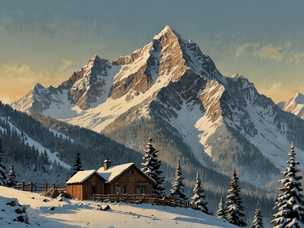 Auf dem Bild sieht man eine idyllische Winterlandschaft, die von majestätischen Bergen und einer charmanten Holzhütte umgeben ist. Die schneebedeckten Berge strahlen Ruhe und Erhabenheit aus, während die Hütte eine gemütliche und einladende Atmosphäre vermittelt. 

Die Magie von St. Moritz zeigt sich in dieser Szenerie durch die beeindruckende alpine Landschaft, die nicht nur für Wintersportler, sondern auch für Naturliebhaber ein Paradies ist. Die Kombination aus frischer, klarer Luft, atemberaubenden Ausblicken und der Möglichkeit, in der Natur zu entspannen, macht diesen Ort ganz besonders. Das Bild vermittelt das Gefühl von Freiheit und Abenteuer, das St. Moritz seinen Besuchern bietet.