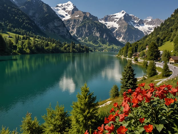 Auf dem Bild ist eine malerische Landschaft mit einem klaren, türkisfarbenen See, umgeben von majestätischen Bergen und üppigem Grün. Im Vordergrund blühen rote Blumen. Diese Szenerie vermittelt ein Gefühl von Ruhe und Schönheit der Natur.

Wenn du eine Reise nach Lugano planst, hier sind einige Tipps:

1. **Beste Reisezeit**: Das Klima in Lugano ist mild. Die besten Monate sind von Mai bis September, wenn das Wetter angenehm ist.

2. **Anreise**: Lugano ist gut mit öffentlichen Verkehrsmitteln erreichbar. Die Stadt hat einen Bahnhof, der Verbindungen zu wichtigen Städten in der Schweiz und Italien bietet.

3. **Unterkünfte**: Buche deine Unterkunft im Voraus, besonders in der Hochsaison. Es gibt viele Optionen, von Hotels bis hin zu Ferienwohnungen.

4. **Aktivitäten**: Genieße Bootsfahrten auf dem Luganersee, wandere in den umliegenden Bergen und besuche die charmante Altstadt mit ihren Geschäften und Cafés.

5. **Kulinarisches**: Probiere lokale Spezialitäten wie Risotto oder Polenta in einem der zahlreichen Restaurants.

6. **Transport vor Ort**: Nutze die öffentlichen Verkehrsmittel oder erkunde die Stadt zu Fuß, um die schöne Umgebung besser zu genießen.

Viel Spaß bei deiner Reiseplanung!