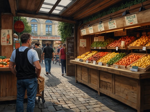 Auf dem Bild ist ein lebhafter Markt zu sehen, auf dem frisches Obst und Gemüse in Holzkisten angeboten wird. Solche Märkte sind typisch für Linz, wo regionale kulinarische Highlights wie die Linzer Torte, frische Obstsorten und lokale Produkte eine wichtige Rolle spielen. In Linz gibt es auch viele Restaurants und Cafés, die traditionelle und moderne österreichische Küche anbieten, die von den frischen Zutaten solcher Märkte profitiert.