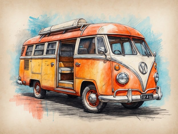 Auf dem Bild ist ein farbenfroher VW-Bus zu sehen, der im Retro-Stil gestaltet ist. Diese ikonischen Fahrzeuge sind besonders beliebt für Reisen, Camping und Roadtrips.

### Praktische Informationen und Tipps für den Besuch:

1. **Mietoptionen**: Wenn du einen VW-Bus für einen Roadtrip mieten möchtest, recherchiere lokale Vermietungsfirmen, die oft spezielle VW-Bus-Modelle anbieten. 

2. **Camper-Ausrüstung**: Achte darauf, dass du die notwendige Campingausrüstung wie Schlafsäcke, Kochutensilien und Outdoor-Möbel einpackst. Viele VW-Busse verfügen über eine kleine Küche, die ideal für das Zubereiten einfacher Mahlzeiten ist.

3. **Routenplanung**: Plane deine Route im Voraus, um sicherzustellen, dass du schöne Campingplätze und Sehenswürdigkeiten ansteuern kannst. Beliebte Reiseziele sind Nationalparks oder Küstenstraßen.

4. **Verkehrsregeln**: Informiere dich über die Verkehrsregeln in dem Land oder Bundesland, in dem du fährst, um sicher und regelkonform unterwegs zu sein.

5. **Kultur und Veranstaltungen**: Halte Ausschau nach Volkswagen-Treffen oder Festivals, die oft in vielen Städten weltweit stattfinden. Diese Veranstaltungen sind eine großartige Möglichkeit, Gleichgesinnte zu treffen und die VW-Kultur zu feiern.

6. **Sicherheit**