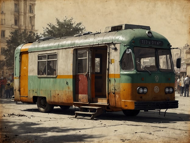 Auf dem Bild ist ein alter, farbenfroher Straßenwagen oder Bus zu sehen, der auf einer Straße steht. Die Außenfarbe besteht aus verschiedenen Farbtönen wie Grün, Orange und Gelb, und der Wagen wirkt etwas abgenutzt. Im Hintergrund sind Menschen zu sehen, die möglicherweise darauf warten, in das Fahrzeug einzusteigen oder sich in der Umgebung aufhalten.

**Praktische Reisevorbereitungen:**

1. **Transportmittel:** Informieren Sie sich im Voraus über lokale Transportmittel, wie zum Beispiel Straßenbahnen oder Busse, um Ihre Reise effizient zu planen.
2. **Fahrzeiten:** Überprüfen Sie die Fahrpläne, um sicherzustellen, dass Sie zur richtigen Zeit am richtigen Ort sind.
3. **Karten:** Laden Sie Offline-Karten herunter, damit Sie sich auch ohne Internetverbindung orientieren können.
4. **Sicherheitsvorkehrungen:** Halten Sie wertvolle Gegenstände sicher aufbewahrt, während Sie öffentliche Verkehrsmittel nutzen.
5. **Alternativen:** Planen Sie alternative Routen oder Verkehrsmittel, falls Ihr ursprünglicher Plan nicht funktioniert.