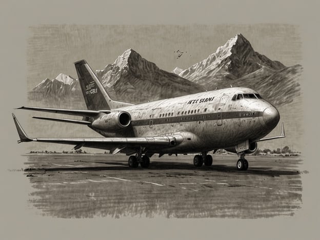 Das Bild zeigt eine Zeichnung eines Flugzeugs, das auf einem Flughafen steht. Im Hintergrund sind Berge zu sehen, die eine beeindruckende Kulisse bilden. Die Darstellungen wirken in einem nostalgischen Stil und könnten an frühere Zeiten des Flugreisens erinnern. 

Wenn du nach günstigen Flügen suchst, kannst du Flugsuchmaschinen und Vergleichsportale nutzen. Diese Tools helfen dir, die besten Preise von verschiedenen Airlines zu vergleichen und die passende Reiseoption für deinen Bedarf zu finden. Beispiele sind Skyscanner, Kayak oder Google Flights.