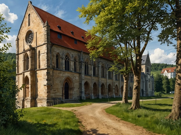 Auf dem Bild ist eine schöne, historische Kirche oder Klostergebäude zu sehen, umgeben von grüner Natur und Bäumen. Für die Reiseplanung bietet sich an, diese Sehenswürdigkeit in eine Reiseroute einzufügen, die kulturelle und historische Orte in der Region umfasst. 

Eine mögliche Reiseroute könnte Folgendes umfassen:

1. **Startpunkt**: Eine Stadt in der Nähe, von der aus man zur Kirche fahren kann.
2. **Erster Halt**: Besichtigung der Kirche, inklusive einer Führung, um mehr über die Geschichte und Architektur zu erfahren.
3. **Zweiter Halt**: Spaziergang durch die umliegende Natur, ideal für Fotos und Erholung.
4. **Dritter Halt**: Besuch eines nahegelegenen Restaurants oder Cafés, um regionale Spezialitäten zu genießen.

Diese Route bietet eine gelungene Mischung aus Kultur, Natur und kulinarischen Erlebnissen.