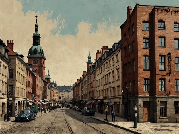 Auf dem Bild ist eine historische Straße zu sehen, die von alten Gebäuden gesäumt wird. Im Hintergrund erkennt man einen markanten Turm mit einer Kuppel, der wahrscheinlich zu einer Kirche oder einem städtischen Gebäude gehört. 

Danzig hat eine große historische Bedeutung. Die Stadt war ein wichtiges Handelszentrum im Mittelalter und Teil des Hanseatischen Bundes, der die Handelsrouten zwischen Nord- und Ostsee regelte. Danzig war zudem ein Ort vielfältiger kultureller Einflüsse und politischer Ereignisse, darunter der Beginn des Zweiten Weltkriegs, als hier 1939 die ersten Schüsse fielen. Die Altstadt Danzigs, deren Architektur und Strukturen stark von der Geschichte geprägt sind, zeugt von der reichen Vergangenheit der Stadt und ihrer Rolle als Zentrum von Handel und Kultur in der Region.