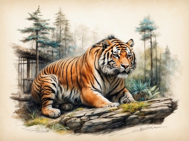 Auf dem Bild ist ein Tiger zu sehen, der majestätisch auf einem Felsen sitzt, umgeben von einer naturnahen Landschaft mit Bäumen und Sträuchern. In Bezug auf den Naturschutz und die Nachhaltigkeit in Kolmården ist es wichtig, solche Tiere und ihre Lebensräume zu schützen. Kolmården setzt sich aktiv für den Erhalt bedrohter Arten ein und fördert nachhaltige Praktiken in der Tierhaltung und im Tourismus. Durch Bildungsprogramme und Artenschutzprojekte versucht man, das Bewusstsein für die Bedeutung des Naturschutzes zu schärfen und Besucher für den Schutz der natürlichen Lebensräume zu sensibilisieren.