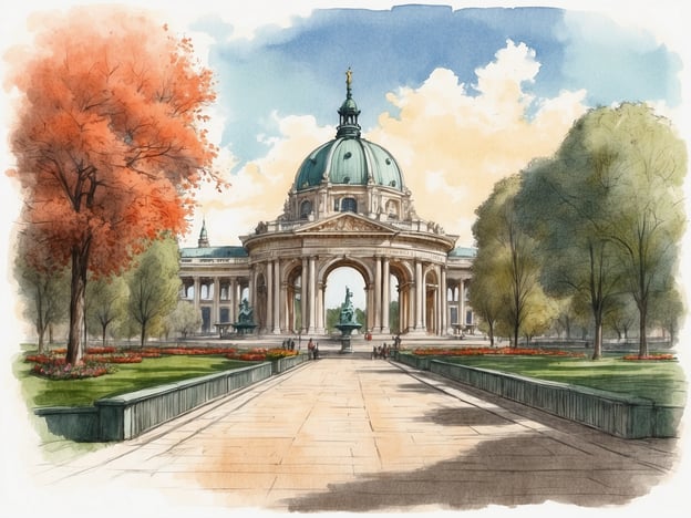 Auf dem Bild ist eine architektonisch anmutende Struktur mit einer markanten Kuppel zu sehen, umgeben von einem schönen Park mit bunten Blumen und Bäumen. Diese Szenerie könnte an den Prater in Wien erinnern, wo die historische Architektur und die weitläufigen Grünflächen zu einem beliebten Erholungsort für die Wiener und Touristen geworden sind. 

Der Prater hat eine reiche Geschichte, die bis ins 18. Jahrhundert zurückreicht, als er als kaiserlicher Jagdpark angelegt wurde. Heute ist er bekannt für seine Freizeitaktivitäten, darunter das berühmte Riesenrad, das einen spektakulären Blick auf die Stadt bietet. Die Kombination aus Natur, Kultur und historischem Erbe macht den Prater zu einem einzigartigen Ort, der viele Besucher anzieht.