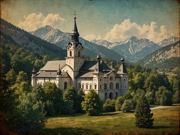 Auf dem Bild ist eine beeindruckende Kirche oder ein Schloss zu sehen, umgeben von einer malerischen Landschaft mit hohen Bergen im Hintergrund. Die Architektur wirkt historisch und prächtig, was auf eine interessante kulturelle oder religiöse Bedeutung hindeutet. 

In der Umgebung könnten Aktivitäten wie Wandern oder Sightseeing möglich sein, um die Natur und die Architektur zu genießen. Außerdem könnte es sich um einen idealen Ort für Fotografen oder Geschichtsinteressierte handeln, die mehr über die Region lernen möchten. Die Kombination aus Bergen und der beeindruckenden Bauweise lädt zu Erkundungen und Entspannung ein.