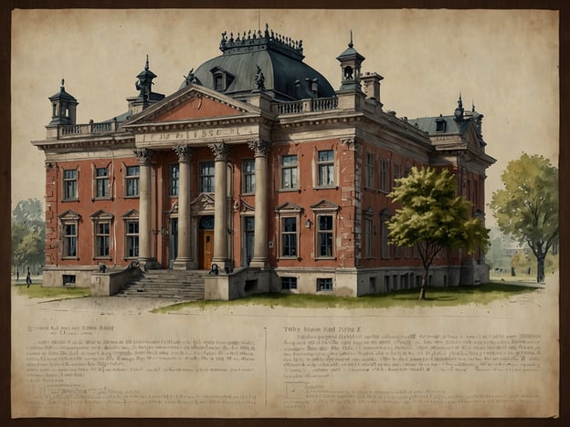 Auf dem Bild ist ein historisches Gebäude zu sehen, das von einer prächtigen Fassade mit Säulen und einem geschmückten Dach geprägt ist. Es handelt sich wahrscheinlich um eine klassizistische oder neoklassizistische Architektur. Vor dem Gebäude sind Treppen und eine gepflegte Grünfläche erkennbar, sowie Bäume, die zur Umgebung beitragen. 

Die Klassik Stiftung Weimar könnte in diesem Kontext relevant sein, da sie zahlreiche historische Bauwerke und Kunstwerke in Weimar und Umgebung verwaltet. Es ist möglich, dass das abgebildete Gebäude Teil dieser Sammlung ist oder einen Bezug zur Geschichte dieser Stiftung hat.