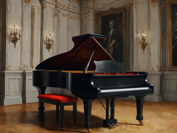 Auf dem Bild ist ein schwarzes Klavier zu sehen, das in einem elegant gestalteten Raum steht. Dieser Raum könnte einem klassischen Konzertsaal oder einem historischen Ambiente entsprechen, was gut zum Liszt Haus passt, in dem vieles über das Leben und die Musik von Franz Liszt ausgestellt wird.

Im Liszt Haus gibt es verschiedene Aktivitäten und Ausstellungen, die sich mit Liszts Leben und Werk beschäftigen, darunter Konzerte, Vorträge und musikalische Darbietungen. Besucher können auch Informationen über seine Kompositionen und seine Einflüsse auf die Musikgeschichte erhalten. Solch ein Klavier könnte hervorragend für kammermusikalische Aufführungen oder Klavierabende genutzt werden, die Teil des Programms im Liszt Haus sein könnten.