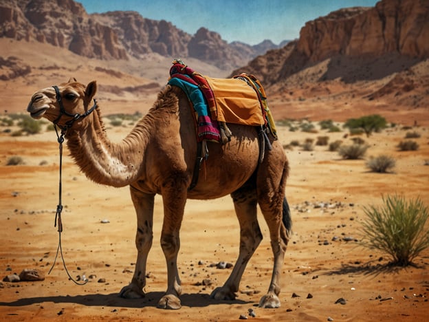 Auf dem Bild ist ein Kamel in der Wüste zu sehen. Es steht bereit für ein spannendes Abenteuer durch die endlosen Sanddünen. Entdecker könnten sich auf den Weg machen, um die Schönheit der Wüste zu erkunden, die für ihre atemberaubenden Landschaften und faszinierenden Tierwelt bekannt ist. Aktivitäten wie das Reiten auf Kamelen, das Erforschern versteckter Oasen oder das Beobachten der Sterne in der klaren Wüstenluft bieten unvergessliche Erlebnisse für jeden Abenteurer.