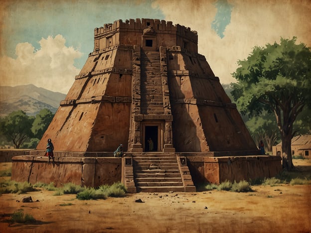 Auf dem Bild ist eine beeindruckende, pyramidenartige Struktur zu sehen, die an die historischen Stätten Äthiopiens erinnert, insbesondere an die berühmten Felsenkirchen von Lalibela oder die alten Königreiche wie Aksum. Äthiopien hat eine bedeutende Rolle in der Menschheitsgeschichte gespielt, da es eines der ältesten Länder der Welt ist, dessen Zivilisationen bis in die Antike zurückreichen.

Die Architektur und die monumentalen Bauwerke in Äthiopien zeugen von einer reichen Kultur und Religion. Die Felsenkirchen sind nicht nur architektonische Meisterwerke, sondern auch spirituelle Zentren und UNESCO-Weltkulturerbe. Äthiopien gilt als die Wiege des Kaffees und ist bekannt für seine vielfältige ethnische und sprachliche Zusammensetzung, die das Land zu einem faszinierenden Ort in der Geschichte der Menschheit macht.