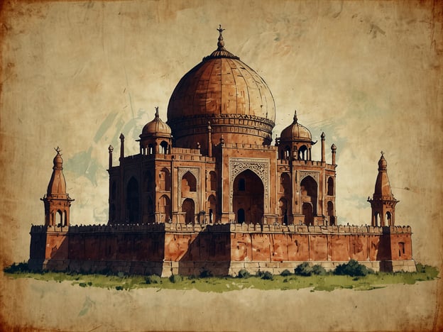 Auf dem Bild ist ein historisches Gebäude zu sehen, das stark an den Taj Mahal in Indien erinnert, ein bedeutendes Beispiel für das islamische Architektur- und Kulturerbe. Der Taj Mahal wurde im 17. Jahrhundert erbaut und ist UNESCO-Weltkulturerbe. Er symbolisiert die Liebe und ist bekannt für seine beeindruckende Kuppel, verzierte Fassaden und die weitläufigen Gärten, die ihn umgeben. Diese Stätte zieht jährlich Millionen von Touristen an und ist ein bedeutendes Denkmal der Mogularchitektur.