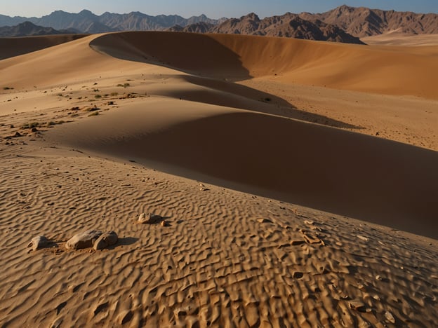 Auf dem Bild sind weite Sanddünen und eine bergige Landschaft zu sehen, die typisch für die Wüstenregionen im Oman sind. In dieser beeindruckenden Umgebung können Besucher zahlreiche Aktivitäten und Abenteuer erleben.

Eine beliebte Aktivität ist das Wüstensafari, bei dem man mit einem Geländewagen durch die Dünen fährt. Auch Kameltouren sind ein einzigartiges Erlebnis, das die Tradition und Kultur der Region widerspiegelt. Wanderungen durch die Sanddünen bieten eine gute Gelegenheit, die atemberaubende Landschaft zu erkunden und faszinierende Sonnenuntergänge zu beobachten.

Außerdem gibt es Möglichkeiten zum Sandboarding, wo Abenteurer die Dünen hinunterfahren können. Für Naturliebhaber sind auch die umliegenden Berge ideal für Wanderungen und Ausflüge in die Natur. Der Oman bietet somit eine Vielzahl von Abenteuern in einer beeindruckenden Wüstenlandschaft.